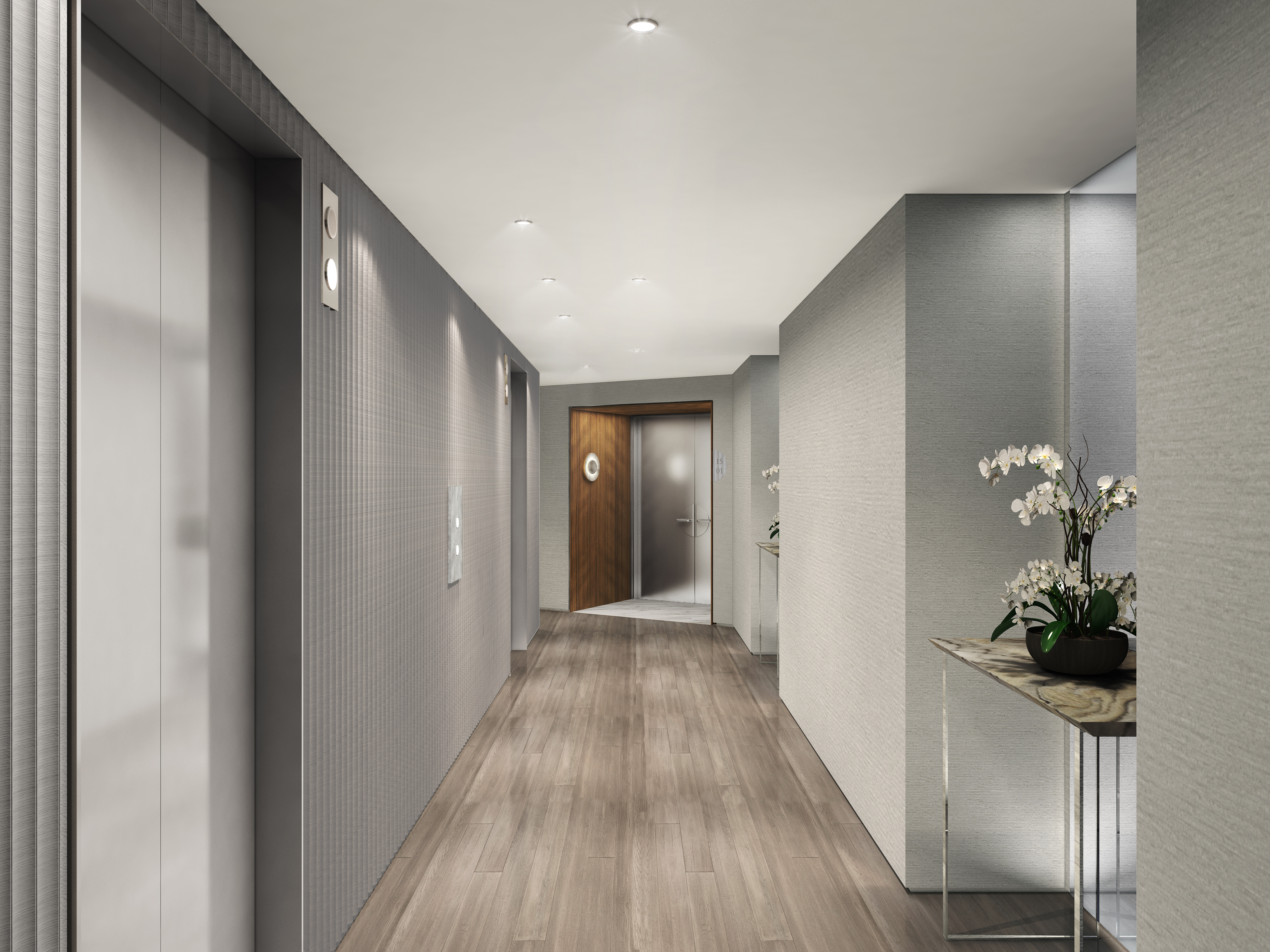 Bristol elevator lobby after renovation rendering
